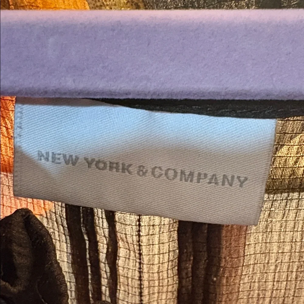 New York & Company Brown Sheer Feather Blouse Large - Picture 2 of 5